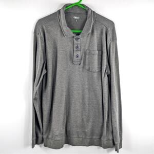 MySleepwear L Long Sleeve Henley Shirt Mens Gray Pima Cotton Sleepwear